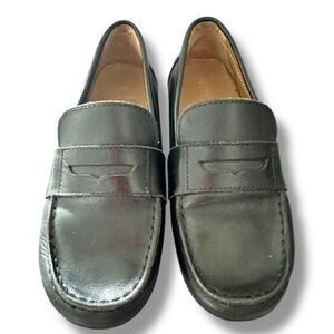 Geox Boys Leather Loafers Size 32 Black School Shoes Italian Patent